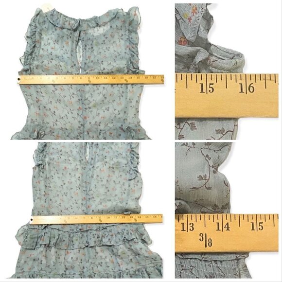 Rebecca Taylor Ruffle Trimmed Floral Vine Silk Mini Dress, in Mint, Size 4, NWT - Picture 12 of 15